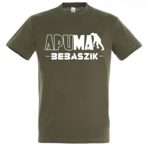 Sötét khaki Apu ma bebaszik póló fehér humoros felirattal