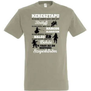 Keresztapu szuperhős póló Te vagy az én kedvenc szuperhősöm felirattal