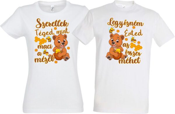 Szeretlek mint maci a mézet páros póló