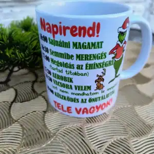 Grinch napirend bögre – vicces karácsonyi kerámia bögre szublimációs nyomtatással