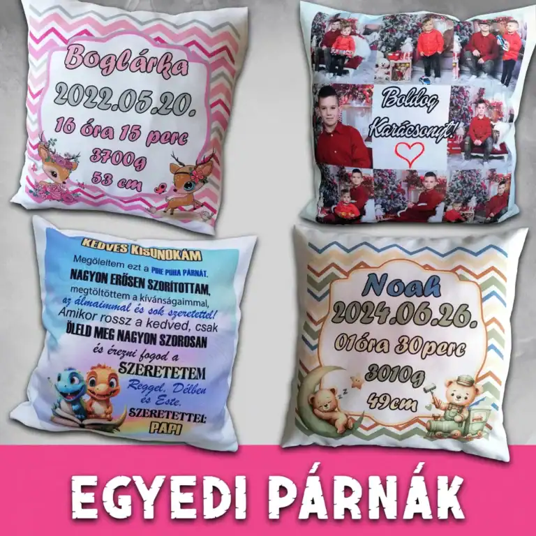 „Egyedi párnák saját fotóval – prémium minőségű fényképes díszpárnák kategória képe”