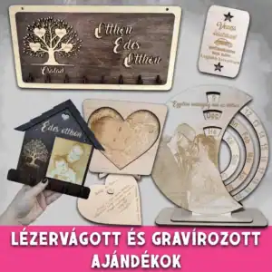 Lézervágott és gravírozott egyedi ajándékok – fa díszek, kulcstartók, dekor táblák személyes felirattal