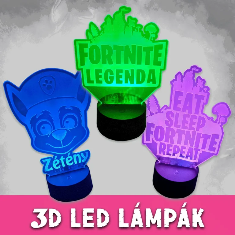 3D LED lámpák – Személyre szabott gravírozott világító dekoráció ajándékba