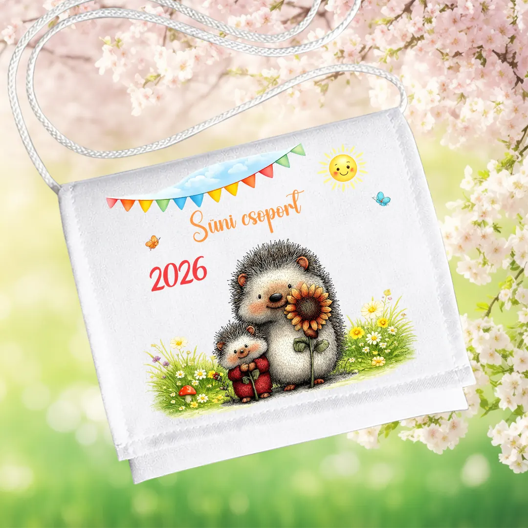 Ovis ballagó tarisznya Süni csoport 2026 – kedves sünis mintával