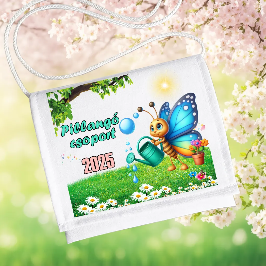 Ovis ballagó tarisznya Pillangó csoport 2025 – locsolókannás pillangó mintával