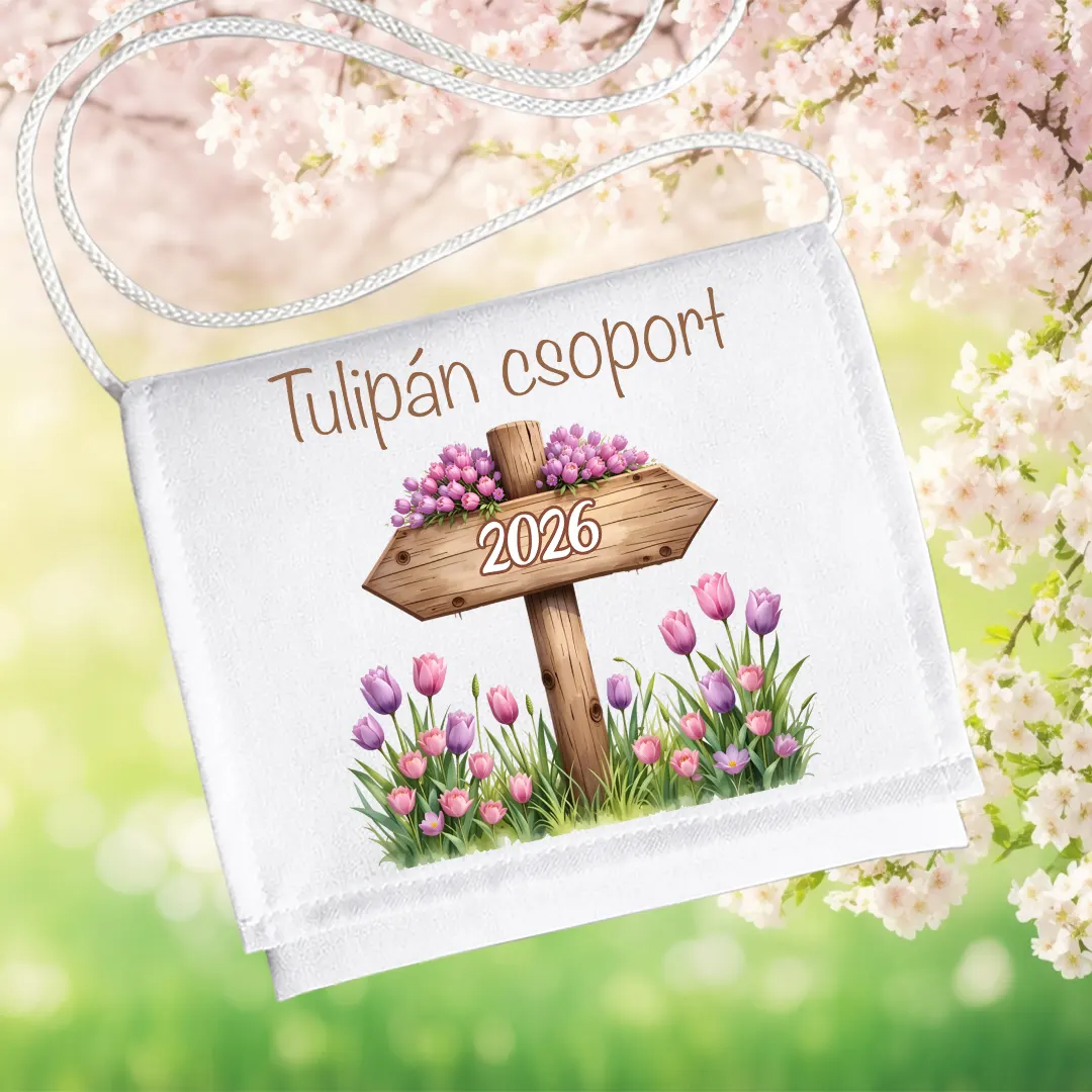 Ovis ballagó tarisznya Tulipán csoport 2026 – tulipános mintával