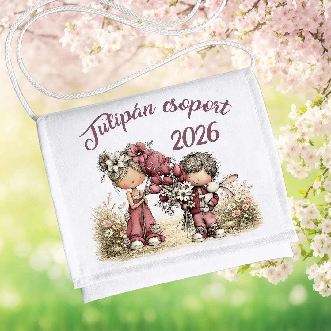 Ovis ballagó tarisznya Tulipán csoport 2026 – virágcsokros mintával