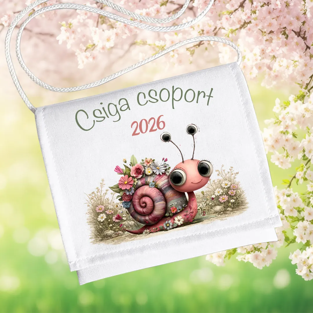 Ovis ballagó tarisznya névvel – Csiga csoport, 2026, csigás mintával