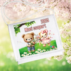 Maci csoport 2025 feliratos ovis ballagó tarisznya maci mintával