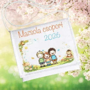 Mazsola csoport 2026 feliratos ovis ballagó tarisznya mesés gyerek grafikával