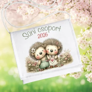 Süni csoport 2026 feliratos ovis ballagó tarisznya ölelkező sünik mintával