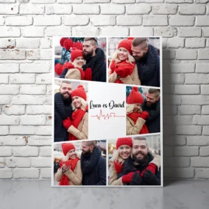 Fényképes vászonkép pároknak szerelmes fotókollázs nevekkel