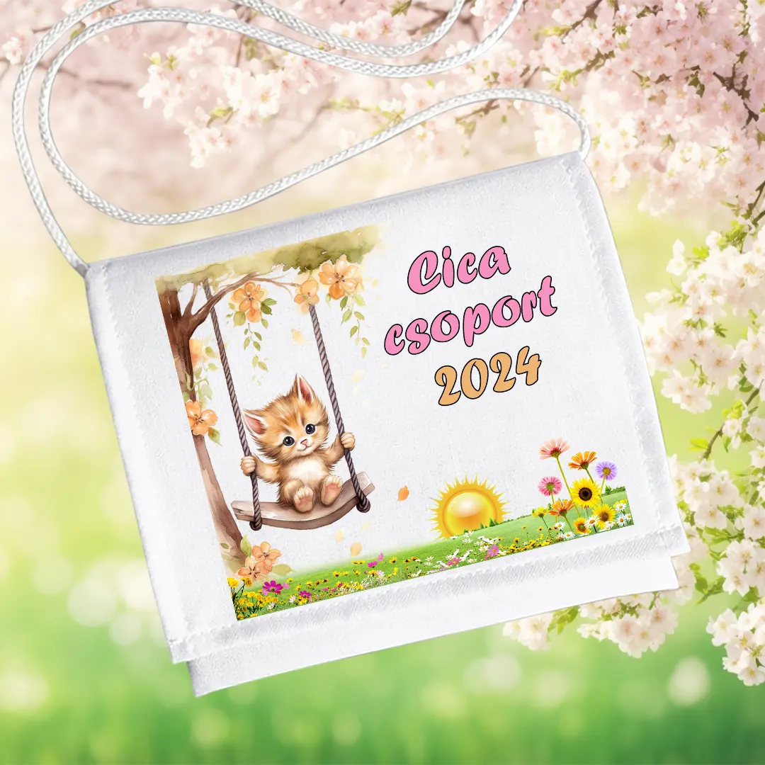 Ovis ballagó tarisznya névvel – Cica csoport, 2024, hintás cicás mintával