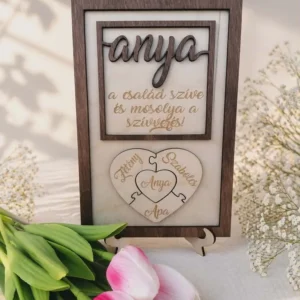 Anyák napi idézetes fa tábla nevekkel gravírozott kivitelben