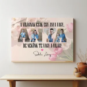 Anyák napi idézetes vászonkép saját fotókkal és ANYA felirattal