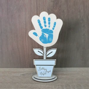 Anyák napi kézlenyomatos fa virágdísz lézervágott kivitelben