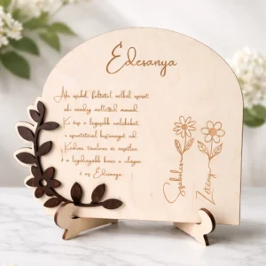 Egyedi gravírozott fa emléktábla anyáknak névre szóló kivitelben