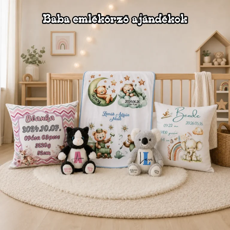 Baba emlékőrző plüss, párna és takaró babaszobában