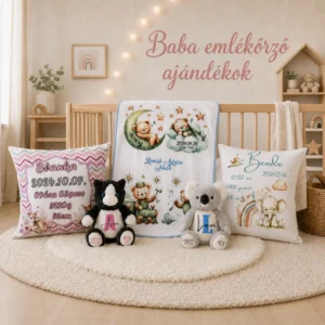 Baba emlékőrző plüss, párna és takaró babaszobában