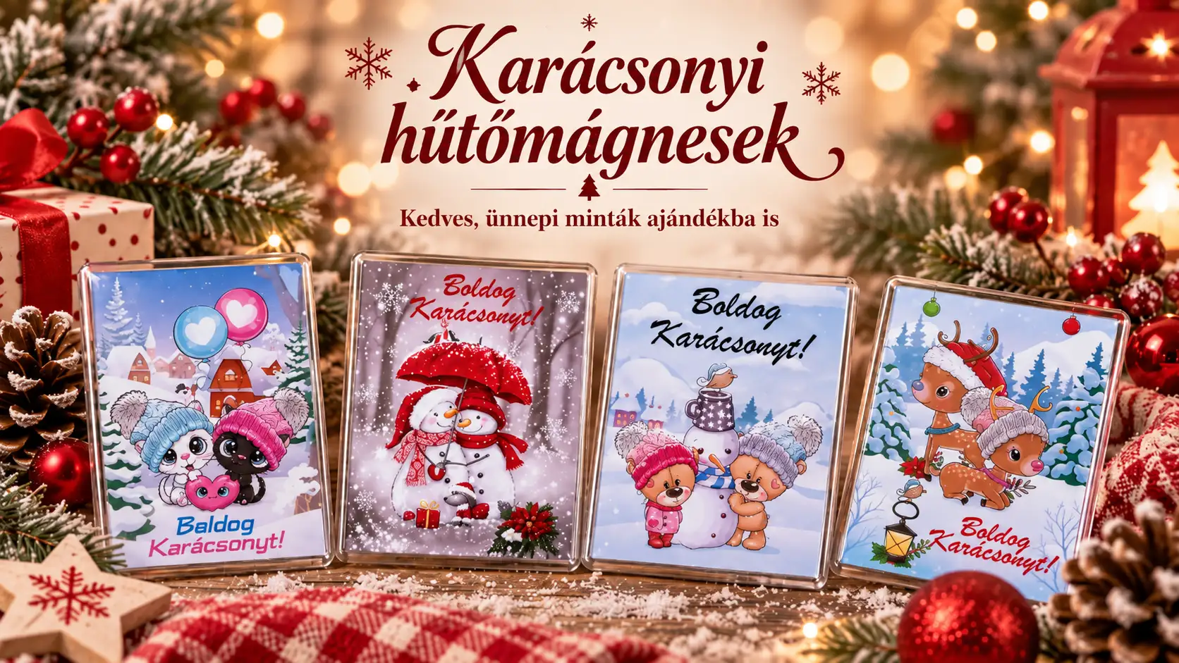Karácsonyi hűtőmágnesek ünnepi mintákkal az Alexandra Dekor kínálatában