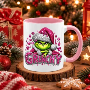 Pink Grinchy bögre rózsaszín belsővel és rózsaszín füllel